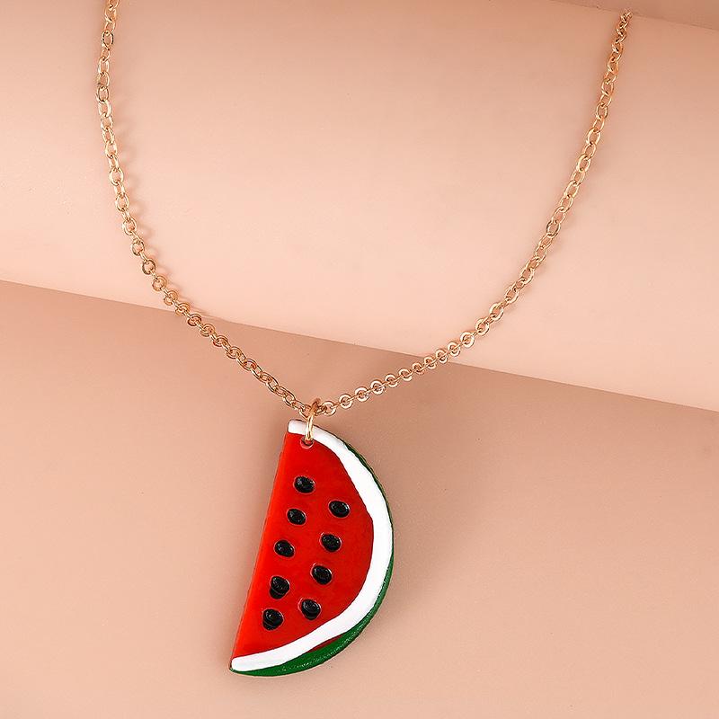 Summer Style Watermelon Pendant Necklace - Fashionably Simple, Versatile and Cute Necklace