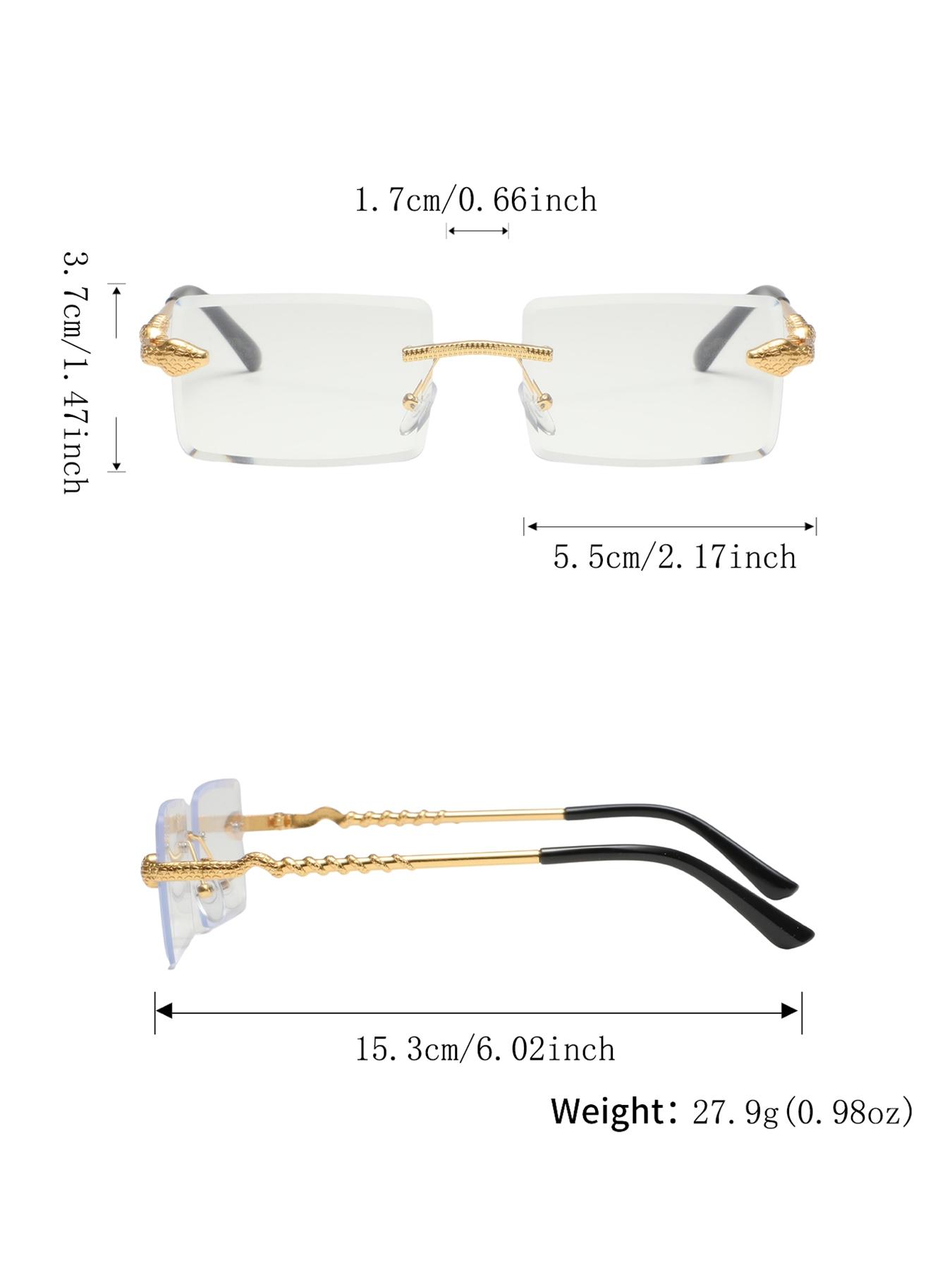 Men's Rimless Square Metal Glasses, Elegant Retro Design, High-End Lightweight Luxury Eyewear, Casual Fashion Accessory for Everyday Use