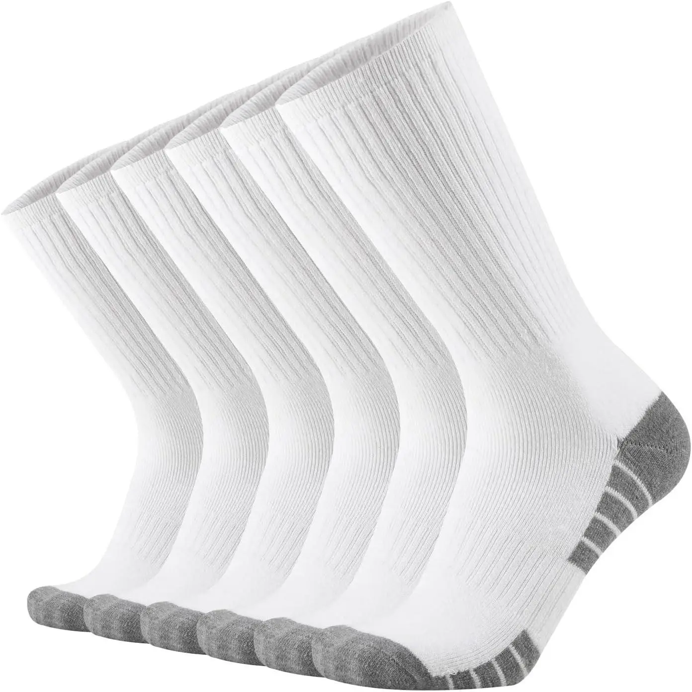 Men's Athletic Heavy Duty Cushion Crew Work Socks - Moisture Wicking Cotton Dry Tech, Soft Comfort, Odor Control, Breathable, Durable, Anti-Blister, Arch Support, 6 Pack Size M/L/XLGift