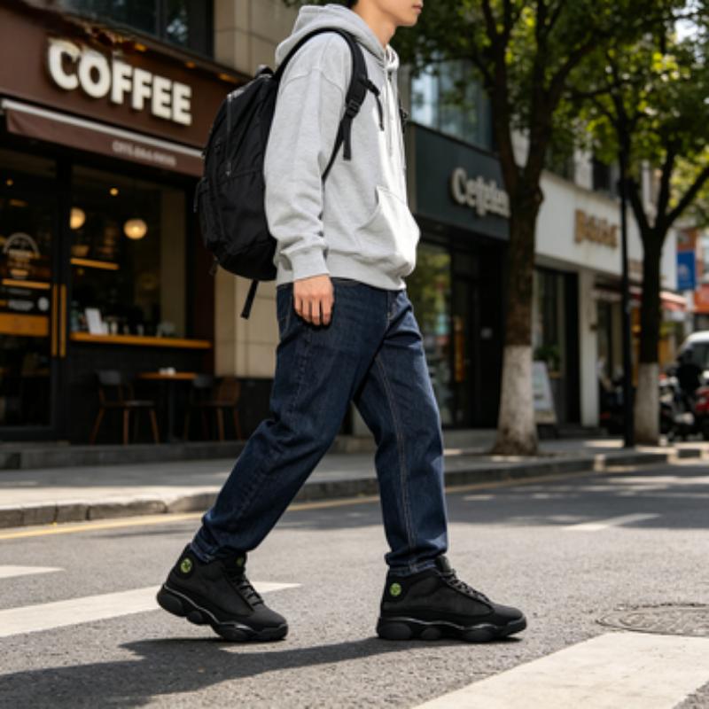 Classic Black High-Top Basketball Sneakers with Iconic Side Eye Detail & Cushioned Midsole for Streetwear