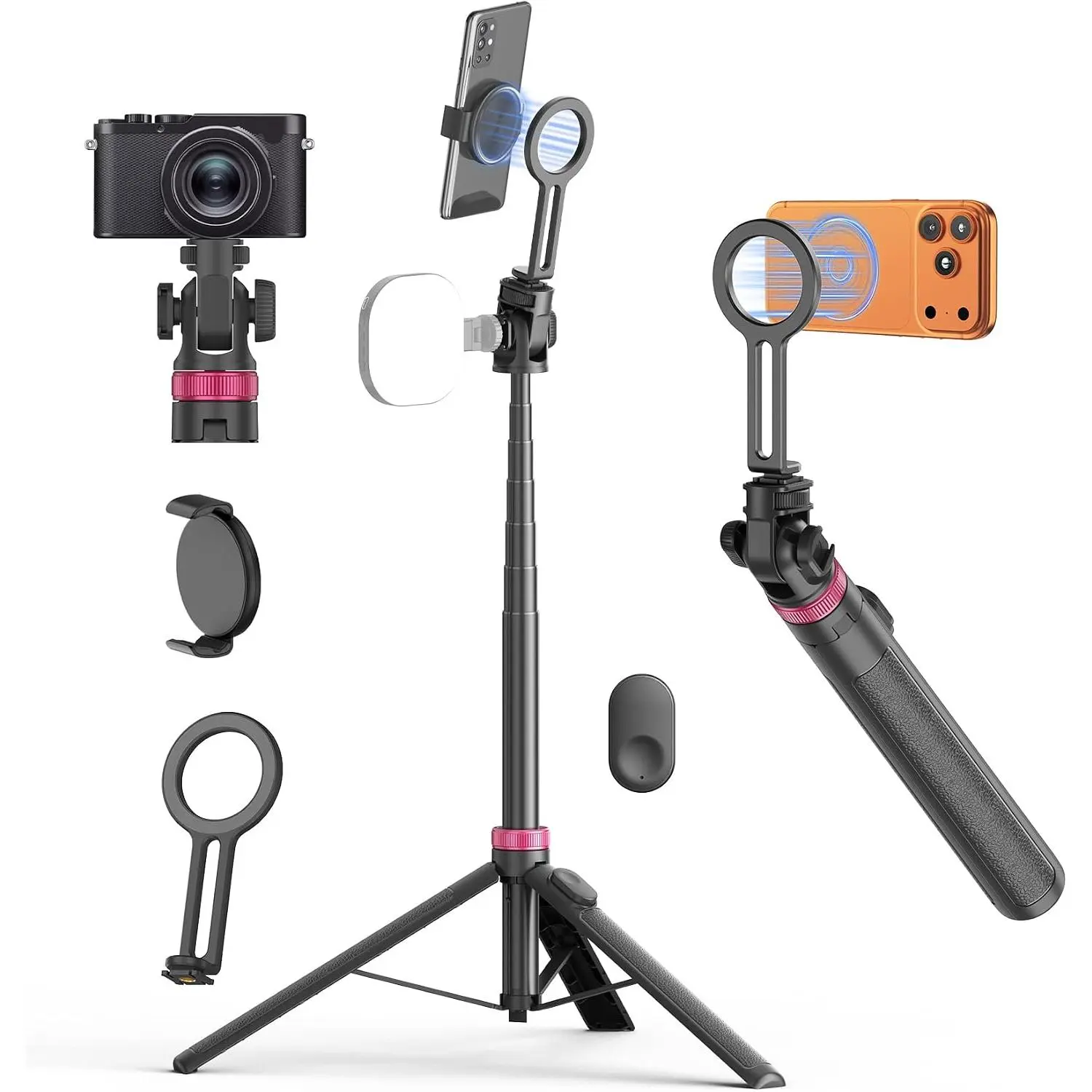 69"  Phone Tripod for  Phones,Selfie Stick for Magsafe with Rechargeable Remote & Phone Mount ,Portable Stand with Tripod  for /Android,Camera Mounts & Clamps,Photo,Travel