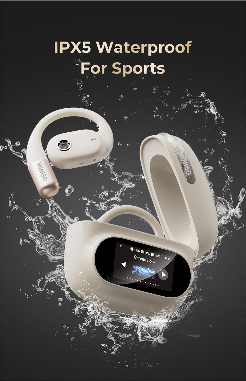 MINISO MS150 True Wireless Hanging Ear Bluetooth 5.4 headphone| HiFi Sound, Waterproof, Full Color Touch Screen, Noise Reduction, audio