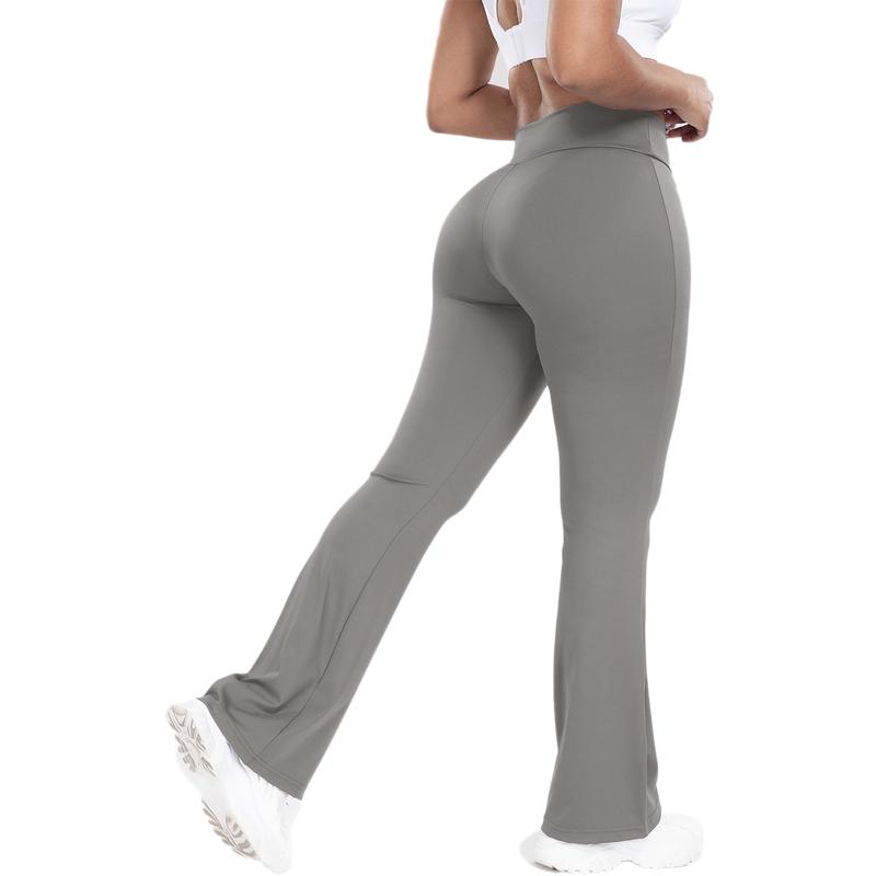 Solid Athletic High Waist Flare Pants for Women, Tummy Control Workout Yoga Running Thouser,Plain Bootcut Skinny Leggings Gym Casual Comfy Sporty