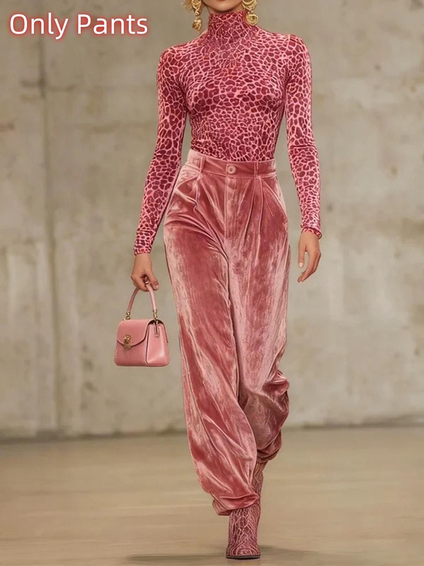 High Waist Pleated Pocket Solid Color Long Pants, Women's Casual Fashion Trousers, Comfortable and Stylish, Perfect for Daily Wear