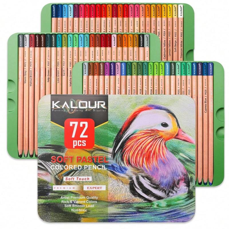 Soft Pastel Colored Charcoal Pencil Set, 50/72pcs Colored Pencil with Tin Box, Shading Pencil for Beginners & Pro Artists