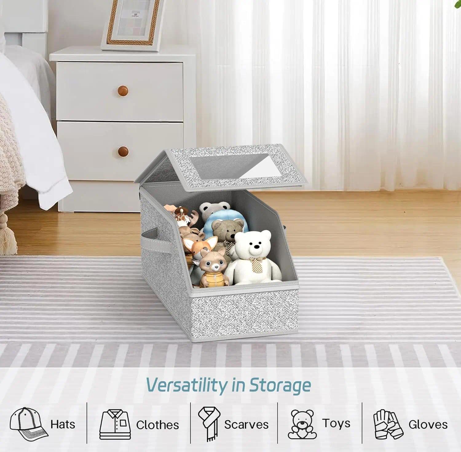 Stackable Baseball Cap Storage Box, Holds Up to 24 Hats – Durable Foldable Cardboard Organizer, Large Capacity Hat & Toy Storage Solution, Versatile Home & Bedroom Organizer, Dustproof, Space Saving