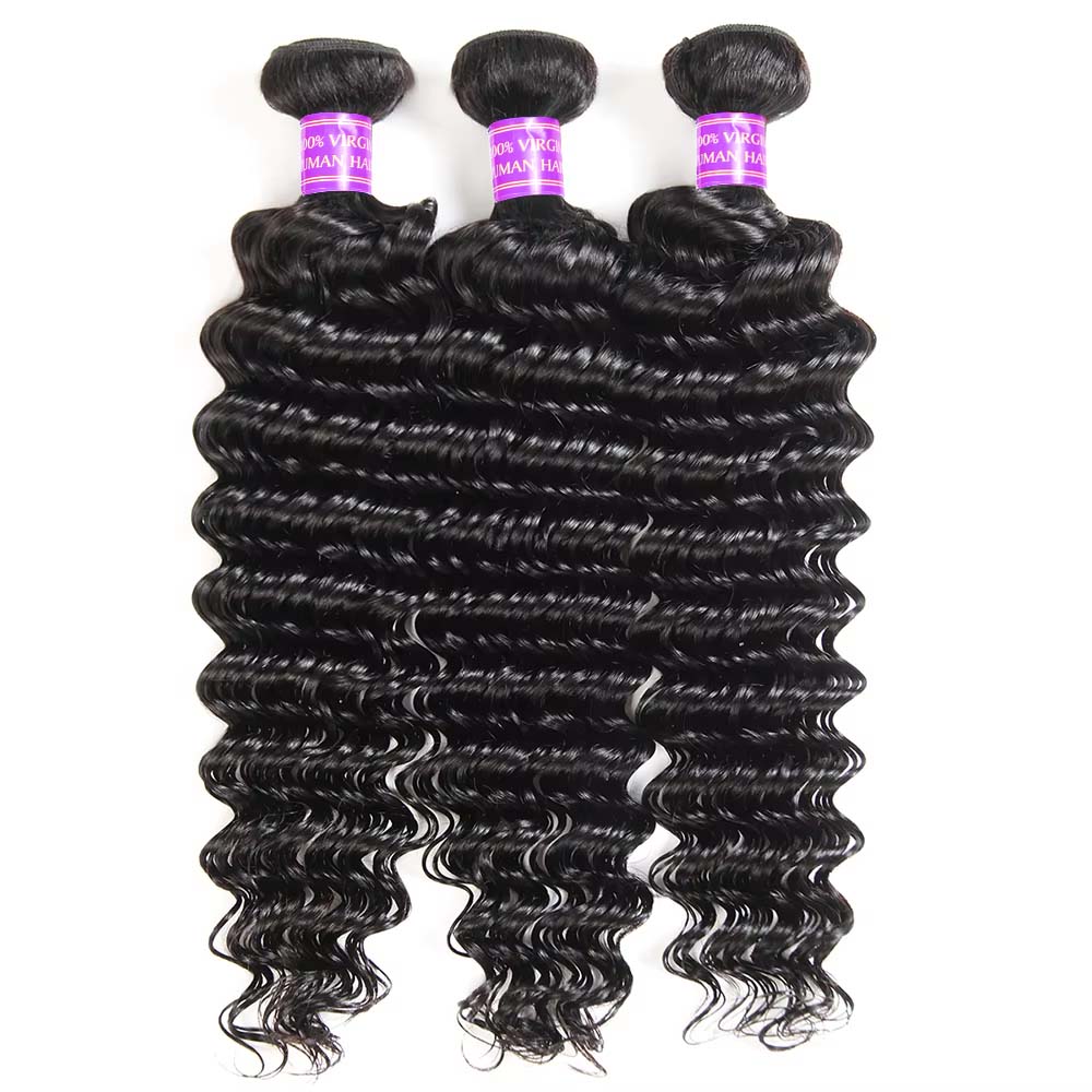 Deep Wave Hair Bundles Deep Curly Hair 1/3/4 Bundles On Sale Brazilian Human Hair Bundles Natural Black Hair Weave Extensions