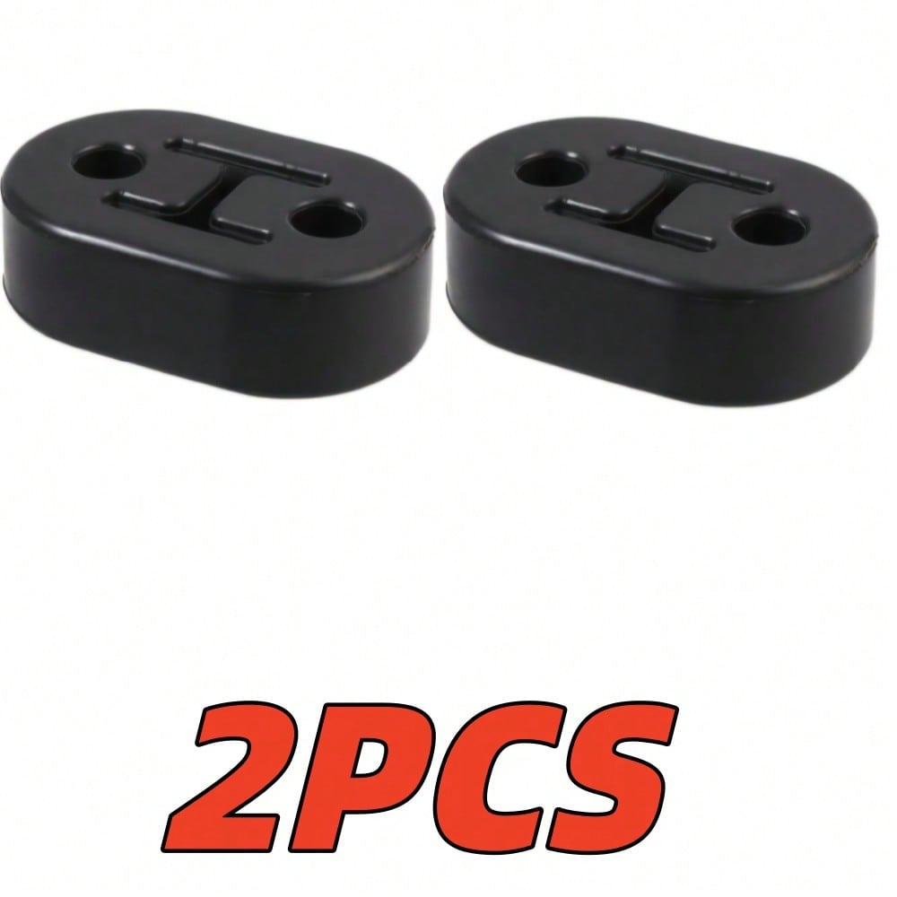 2-Piece Car Rubber Exhaust Pipe Tailpipe Mount Bracket, Universal Dual-Hole Exhaust Mount Bracket, Suitable for Vehicle Muffler Buffer