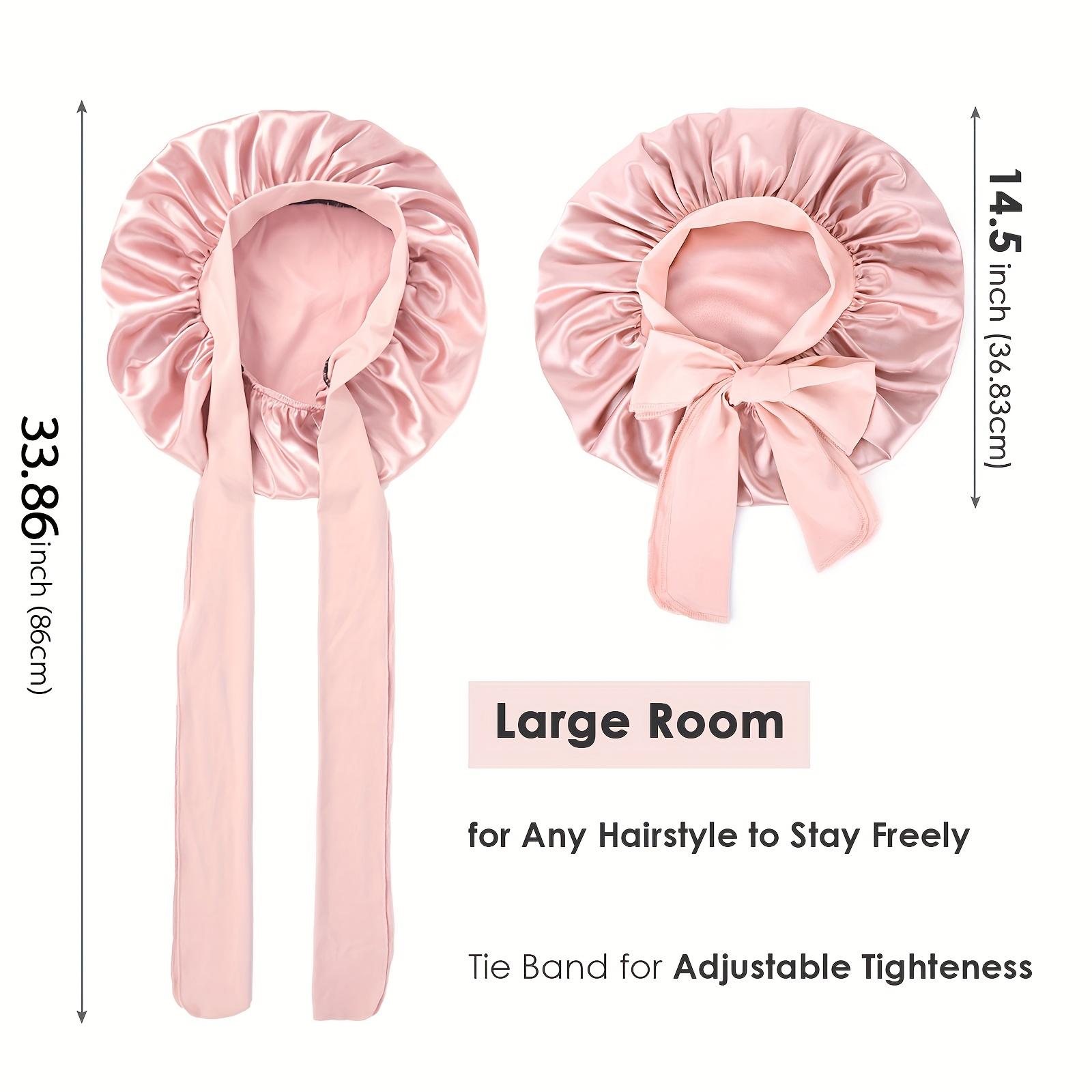 Double Layer Satin Bonnet Silk Like Texture for Sleeping Sleep Cap Hat Hair Bonnets with Elastic Tie Band for Curly Hair Nightcap Gifts for Women