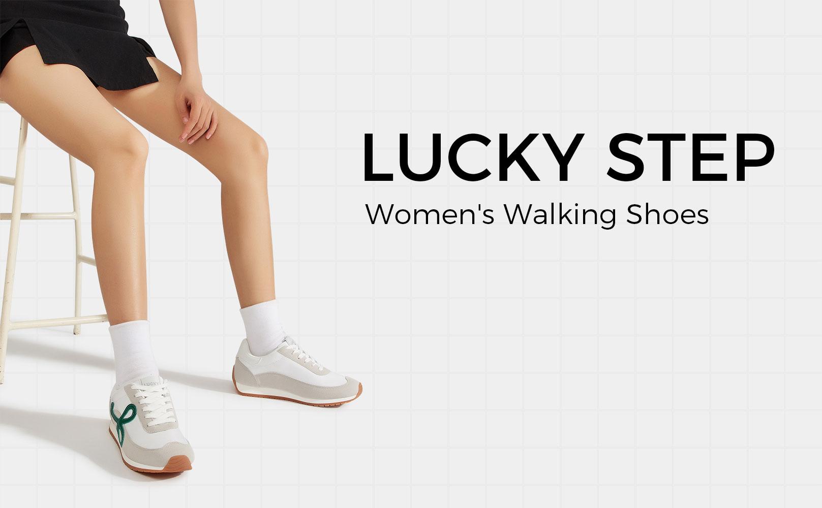 LUCKY STEP Women's Fashion Sneakers Trendy Stylish Low Top Classic Retro Casual Ladies Comfortable Running Walking Shoes with Nylon Suede Upper & Slip Resistant Outsole