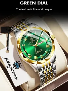 Paazomu Brand Steel Belt Dual Calendar Men's Quartz Watch 6367, Stylish Timepiece for Everyday Wear, Durable and Reliable Design