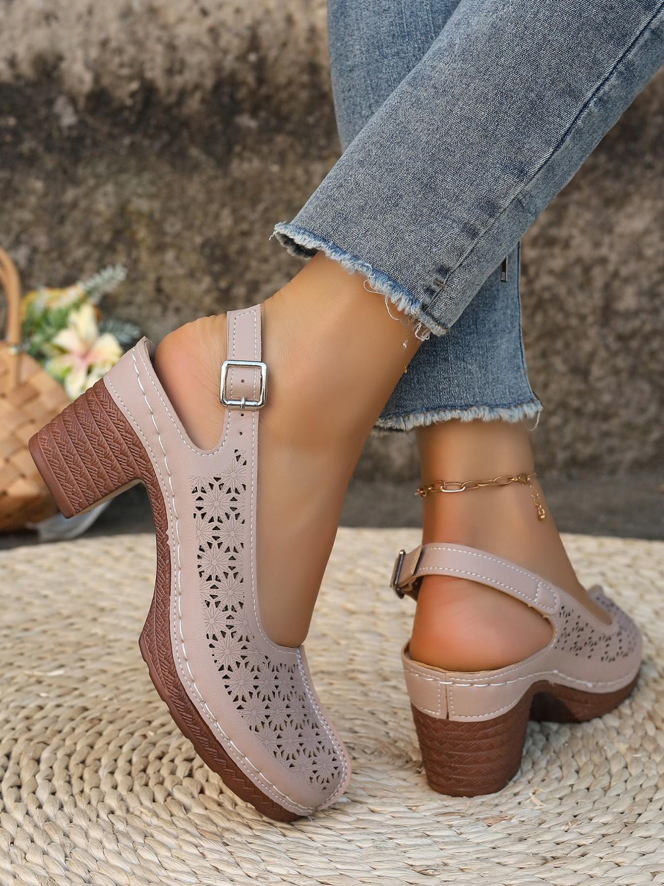 Elegant Hollow Out Women's Sandals, Secure Closed-Toe, Fashionable Slingback, Lightweight Comfort, Breathable, Perfect for Summer Outdoor Activities