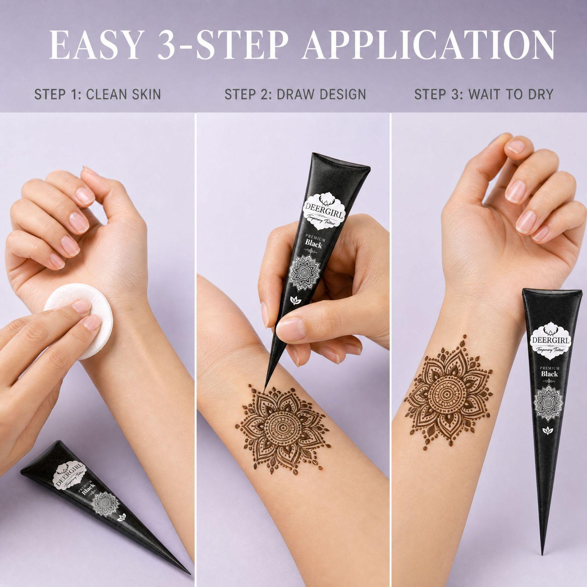Ins-style gift set of 8 cherry red henna cones Henna Tattoo, smooth clog-free long-wearing paste for authentic Indian art. Versatile for full skin patterns and nail detailing, romantic body decor kit for Valentine's Day, weddings and theme parties.