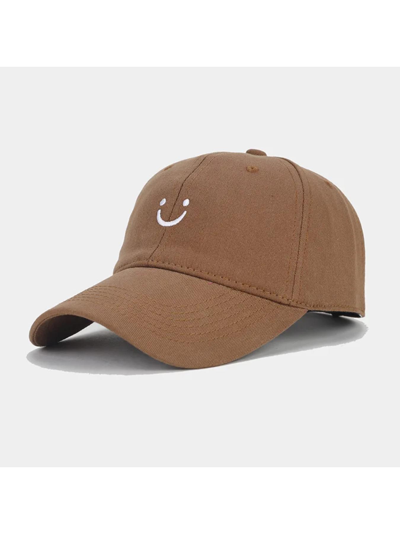 Soft Cotton Baseball Cap for Women Men Smile Face Embroidery Adjustable Low Profile Unstructured Snapback Dad Hat