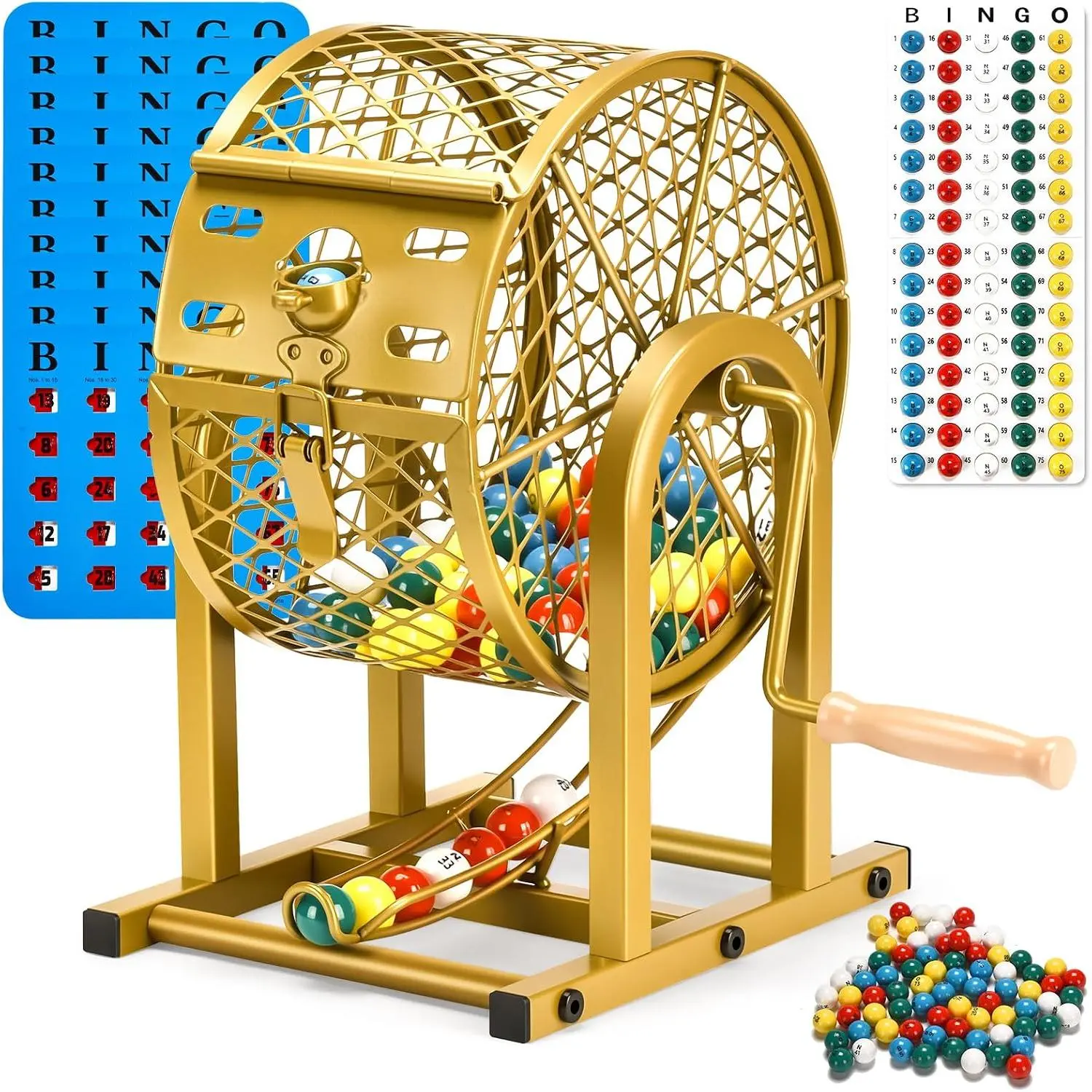12" Bingo Game Set, 10 Reusable Bingo Cards with Sliding Windows Bingo Sets, High-Definition Printed Bingo Balls with Cage & Storage Bag for Adults Large Group Family Parties Game Night