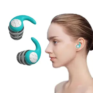 Sleep Ear Plugs Soft Silicone Three-Layer Noise Reduction Reusable Turquoise Color, Comfortable Sleeping Protection for Travel and Home Use