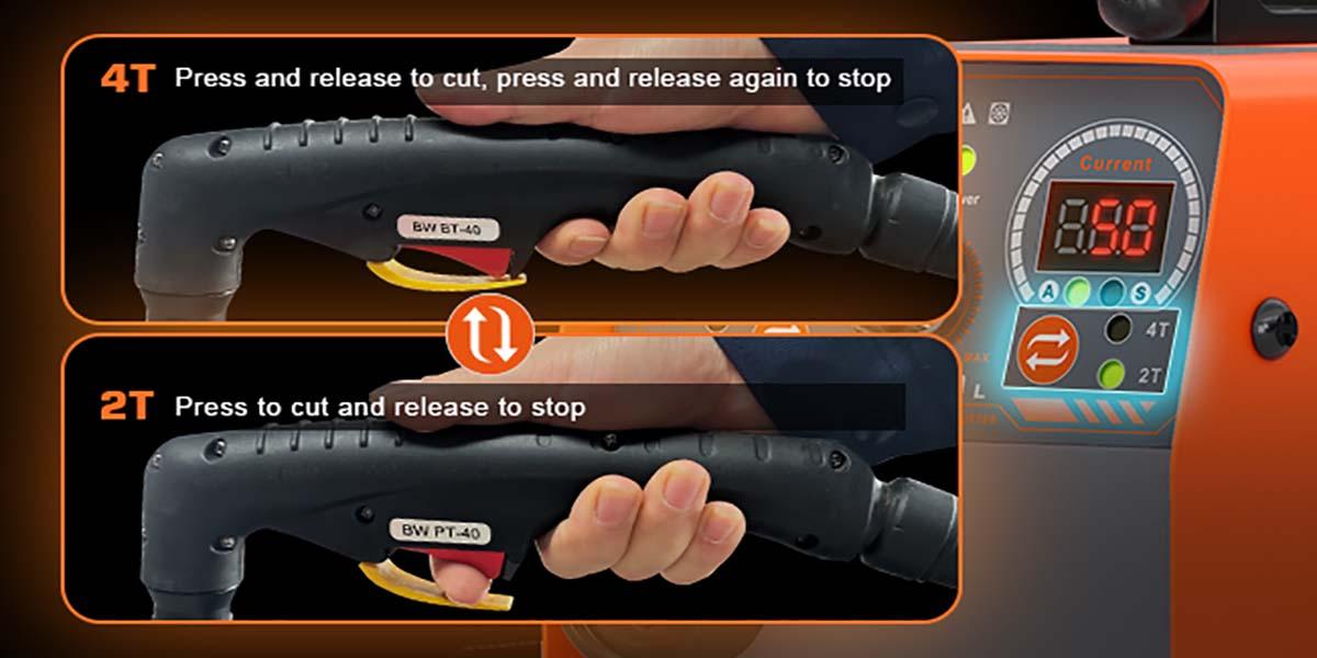 FEIFANKE 50A Plasma Cutter, Low-Frequency Non-Touch Pilot Arc Plasma Cutter Machine 110V/220V Dual Voltage with Air Sensor, 2T/4T, Post-Flow, 1" Max Cut