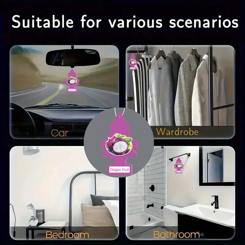 Little Trees Car Air Freshener Hanging Pendants, Car Scents, Long-Lasting Scent, Suitable for Cars and Home, Dragon Fruit Fragrance, 6 Pieces Pack
