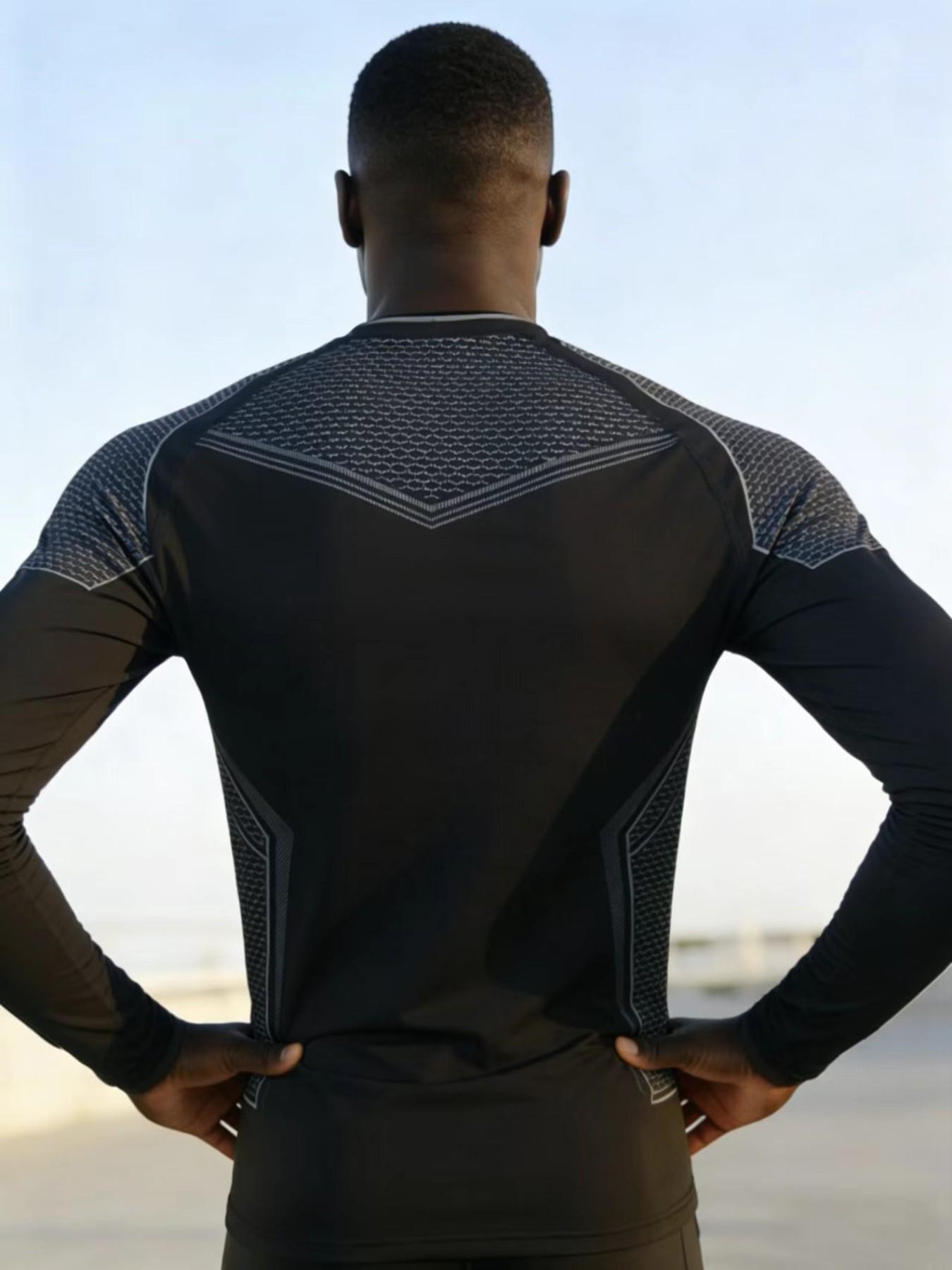 Men's Batman Compression Shirt, Long Sleeve Workout Gear, Quick Dry Moisture Wicking Athletic Gym Top for Fitness Training