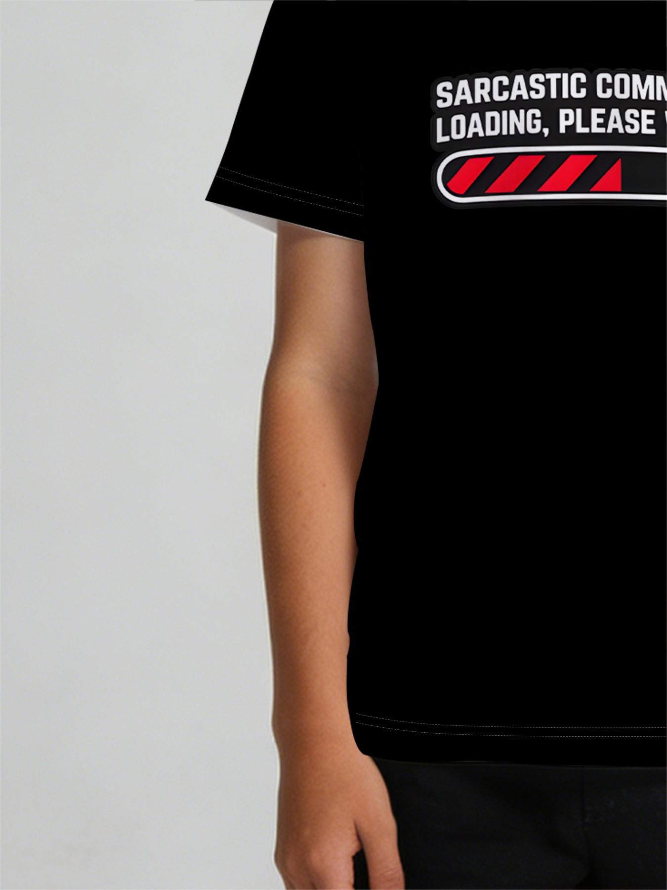 Boys' Short Sleeve T-Shirt "Funky Progress Bar Trendy Toy Style" features an all-over print with an American-style fun slogan theme, is skin-friendly, breathable, and sweat-free, suitable for different outfits for school, shopping, or summer outings