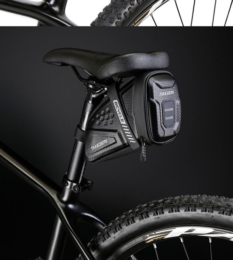 TAKEZERO EVA hard shell waterproof bike saddle bag Seat bag Bike bag under seat 1 litre Bike tail bag Bike Rear bag Bike riding Accessories Storage bag Bike wedge bag Mountain road bike