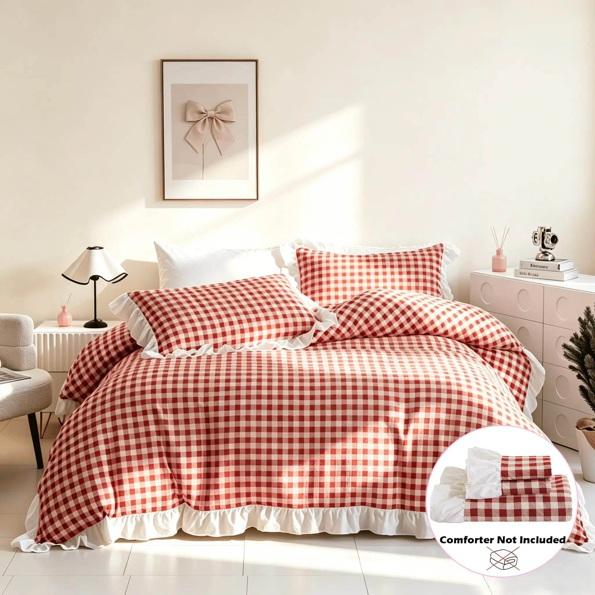 3pcs Classic Plaid Home Bedding Set, Soft Trim Duvet Cover and Pillowcase, Zipper Design, Easy to Clean, Comfortable Fabric, Suitable for All Seasons