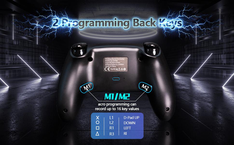 Wireless Controller for PS5/PC/Mac/Steam/Phone RGB Hall Effect Sticks No Drift Turbo 6 Axis Gyro Dual Vibration Macro Back Buttons Touchpad Bluetooth 5.0 Compatible with PlayStation 5 & PC  Accessories