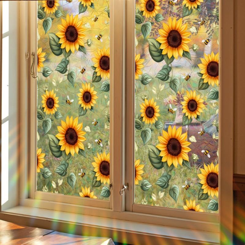 Spring Sunlight Rainbow Window Stickers, 4 Designs Including Lemon Lily Daisy Sunflower, Privacy Shield, Home Decor, Room Decoration
