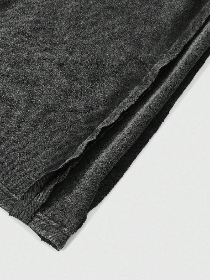 Men's Streetwear Cotton Joggers, Loose Fit Elastic Waist Knit Pants, Washed Fabric with Vintage Details, Casual Fashion for Daily Wear