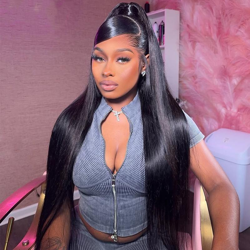 Pizazz Hair Pre Bleached Straight Lace Front Wigs  13x6 HD Transparent Lace Front Human Hair Wigs For Women Pre Plucked Hair Line