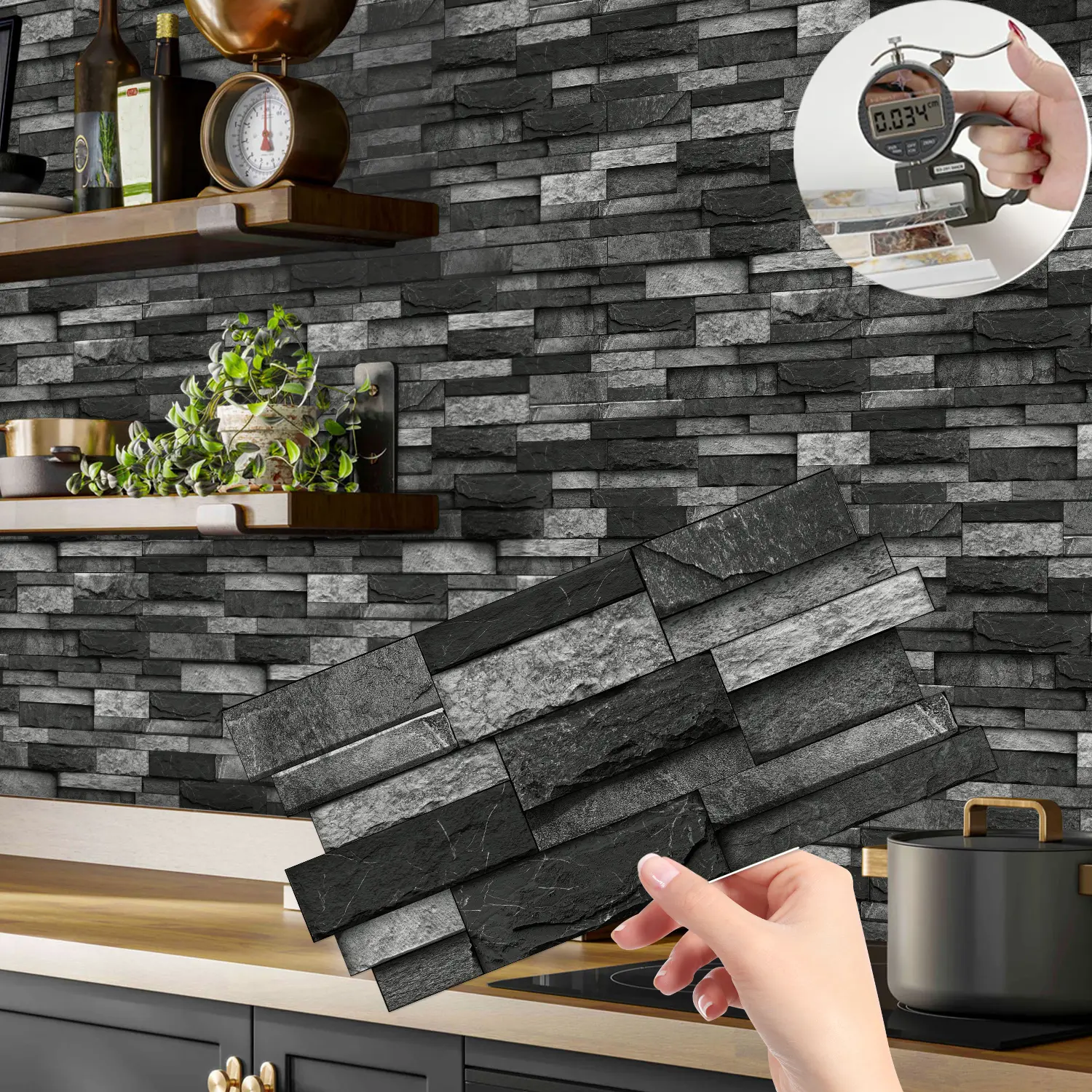 Imitation Marble Tile Pattern Wall Sticker, 1 Box Self-adhesive Waterproof & Oil-proof Wall Decal, Kitchen Wallpaper Peel And Stick, Wall Paper, Marble Backsplash Wallpaper for Kitchen, Bathroom, Ornaments