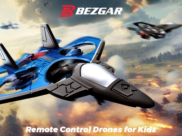 BEZGAR F-22 Raptor RC Jet | Remote Control Fighter Airplane Drone for Kids & Adults | Easy Stunt Plane with Lights | Beginner Toy Gift