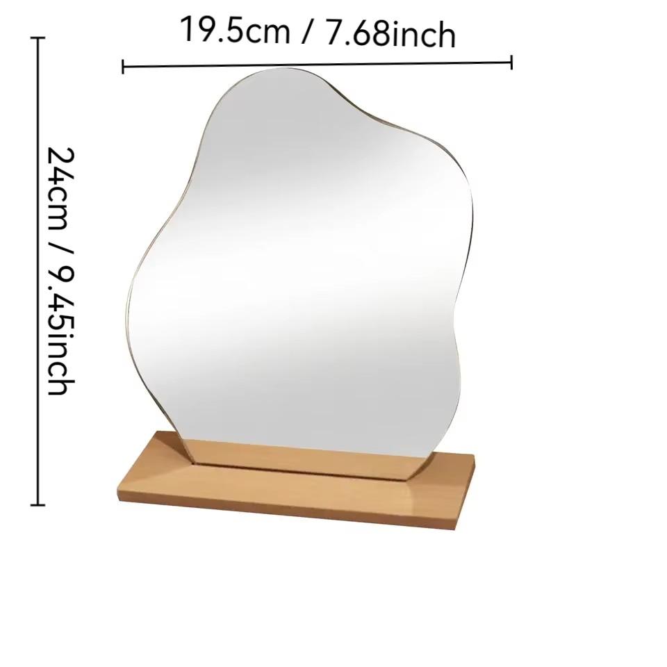 Style Irregular Wooden Makeup Mirror, Desktop Unique Shape Touch-Up Mirror, Photo Atmosphere Enhancer, Perfect for Beauty Lovers
