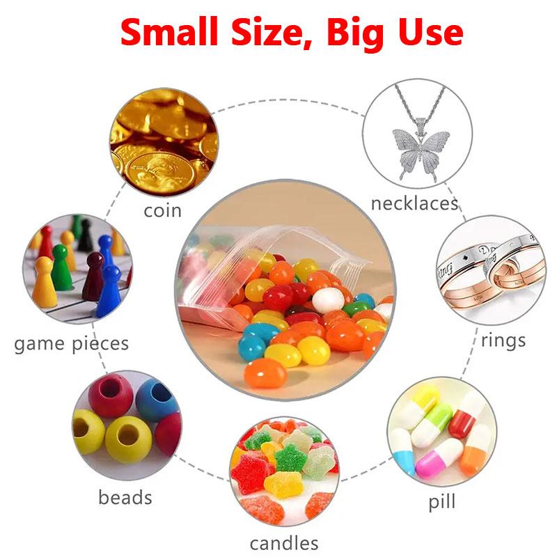 100 PCS Small Plastic Ziplock Bags Resealable Transparent Jewelry Shoe Bag Vacuum Storage Bag Food Storage Bag Poly Clear Bags