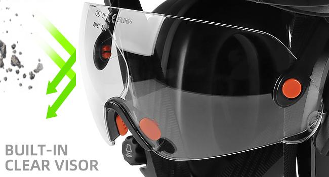 7 in 1 Vented Work Hardhat,Hard Hat with Visor Bluetooth Ear Muffs and Headlamp,Cascos De Construccion for Industrial Construction Forestry