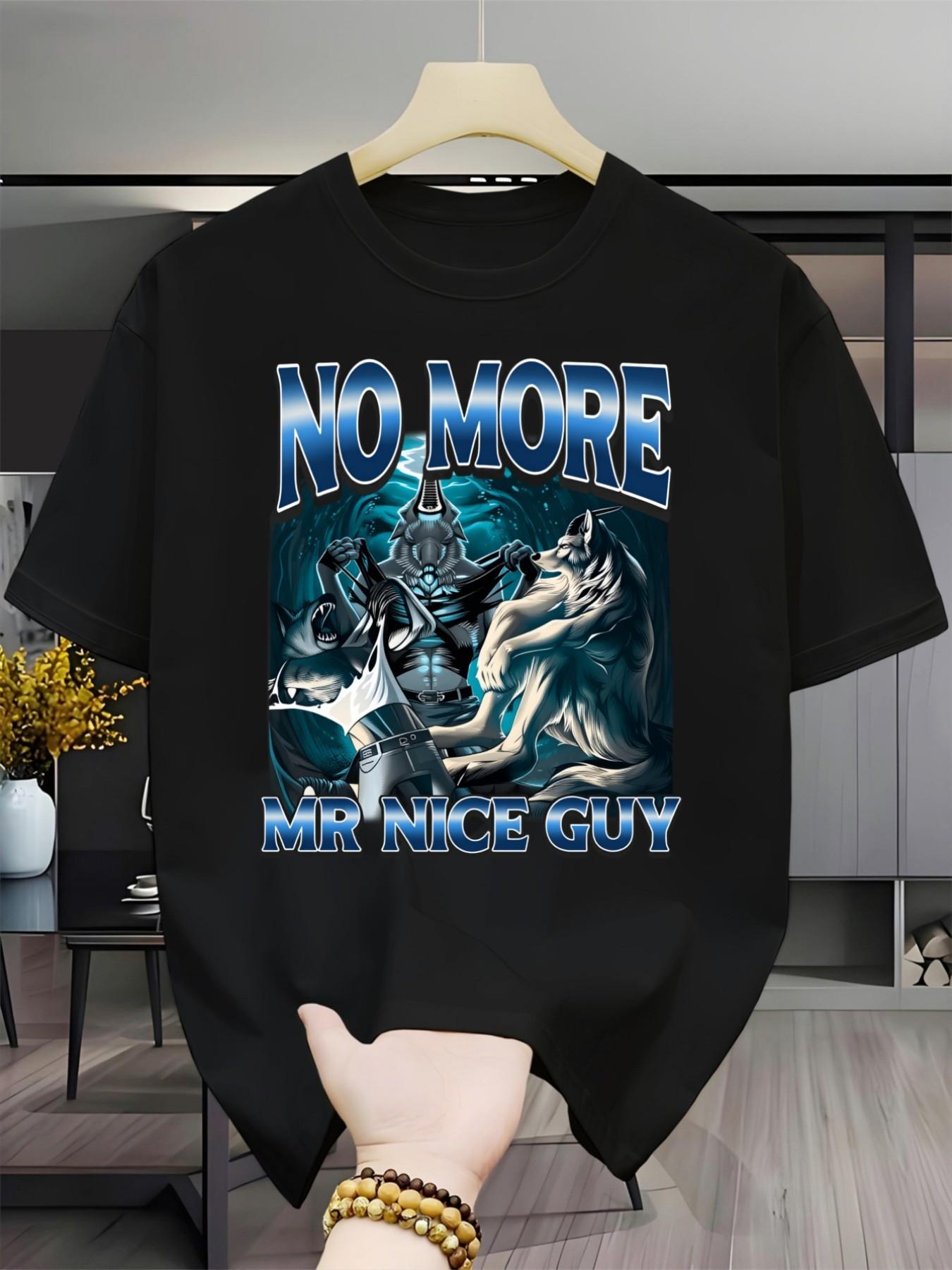 Men's Short Sleeve T-Shirt, American Vintage Wolf Print, Casual Loose Fit, Breathable Round Neck, Streetwear Fashion, All Seasons