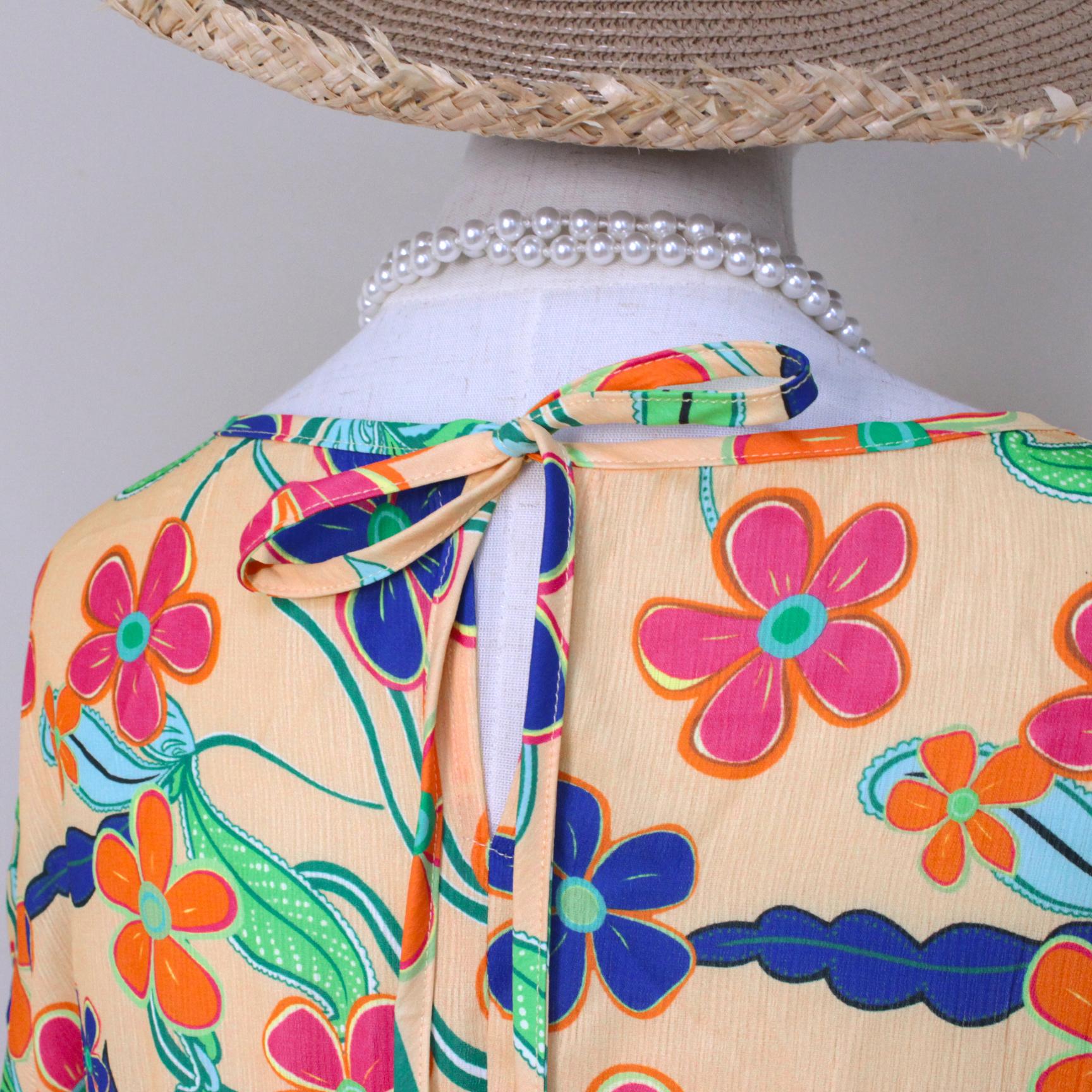 SageVell Floral Pleated Blouse Puff Sleeve Top Breathable Cascading Pleat Top Colorful Botanical Print Blouse Tropical Vibe Cloth SpringStatements