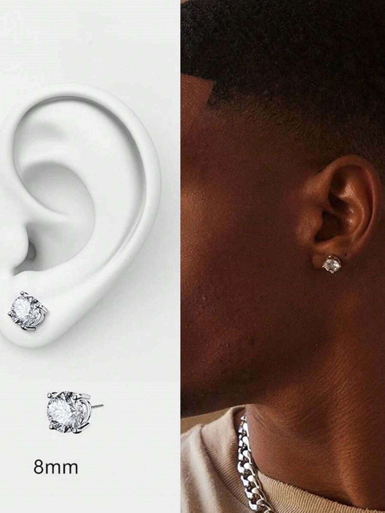925 Sterling Silver Round Cut Cubic Zirconia Stud Earrings for Women Men, Hypoallergenic 4-Prong Simulated Diamond Earrings, 4MM 6MM 8MM 10MM Sizes Available, Sparkling CZ Earrings for Daily Wear, Anniversary, Birthday Gifts