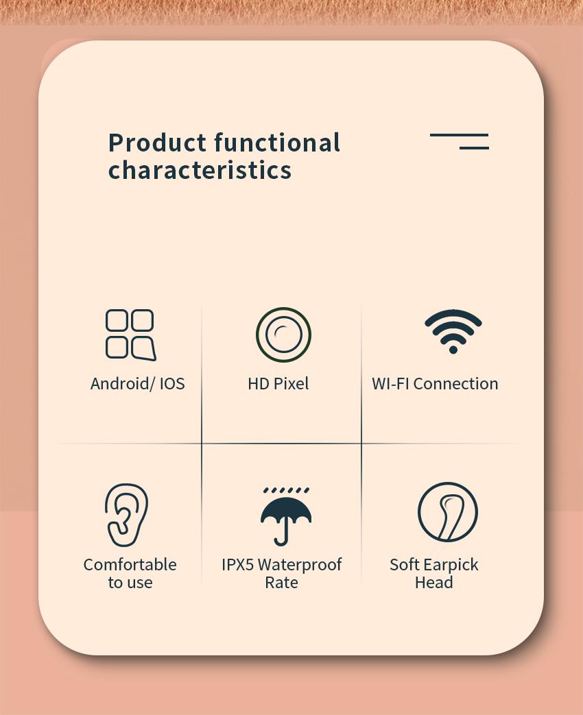 Portable earwax removal tool set with camera, C-type charging, waterproof endoscope ear cleaning tool, winter gift set, New Year gift