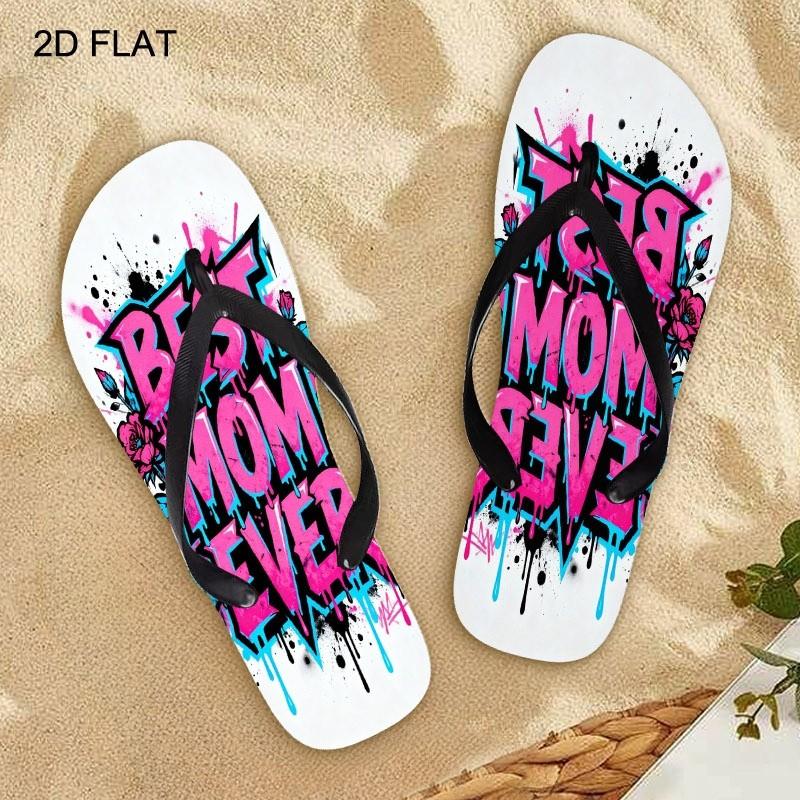 2026 Summer New Women's Flip Flops, Open Toe, Flat Heel, Multiple Colors & Sizes Available, BEST MOM EVER Graffiti Design, Ideal for Mother's Day/Easter/Holiday Gifting, All - Season Fashion Sandals, Dry - Clean Friendly, Trendy Women's Footwear