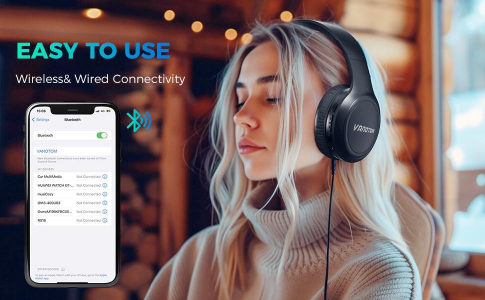 VANOTOM Wireless Headphone Foldable Bluetooth Headphones Over Ear Stereo HD Microphone Fast Charging Portable Headset for Gaming Phones Computers Electronics Audio Gift VANOTOM Wireless Headphone Foldable Bluetooth Headphones Over Ear Stereo HD Microphone Fast Charging Portable Headset for Gaming Phones Computers Electronics Audio Gift