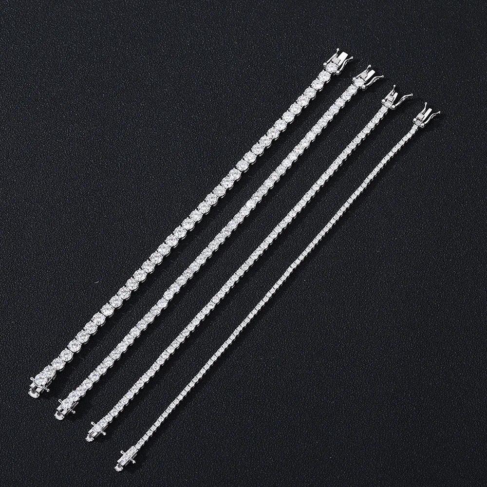 D VVS1 Moissanite Tennis Bracelet 100% 925 Sterling Silver 2-6mm Classics with GRA Bracelets for Women Man Wedding Jewelry Gifts