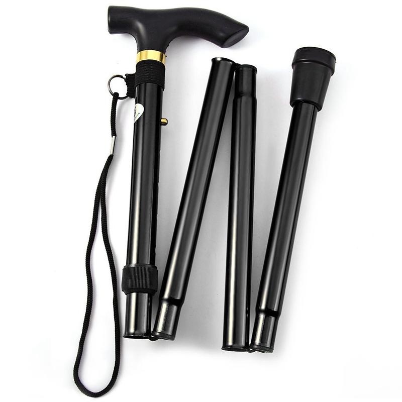 4-section Folding Ultra-light Adjustable Walking Stick, Telescopic Trekking Pole With Rubber Tip