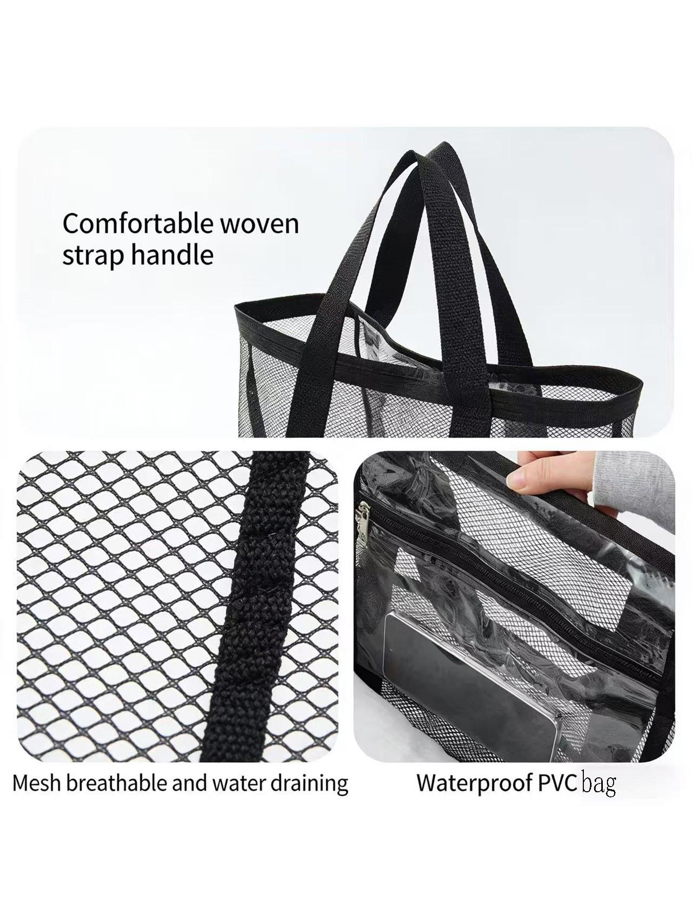 Women's Beach Bag, Casual Hobo Pool Bag with Zipper Inner Pocket, Foldable Swim Tote for Vacation Essentials, Stylish and Practical