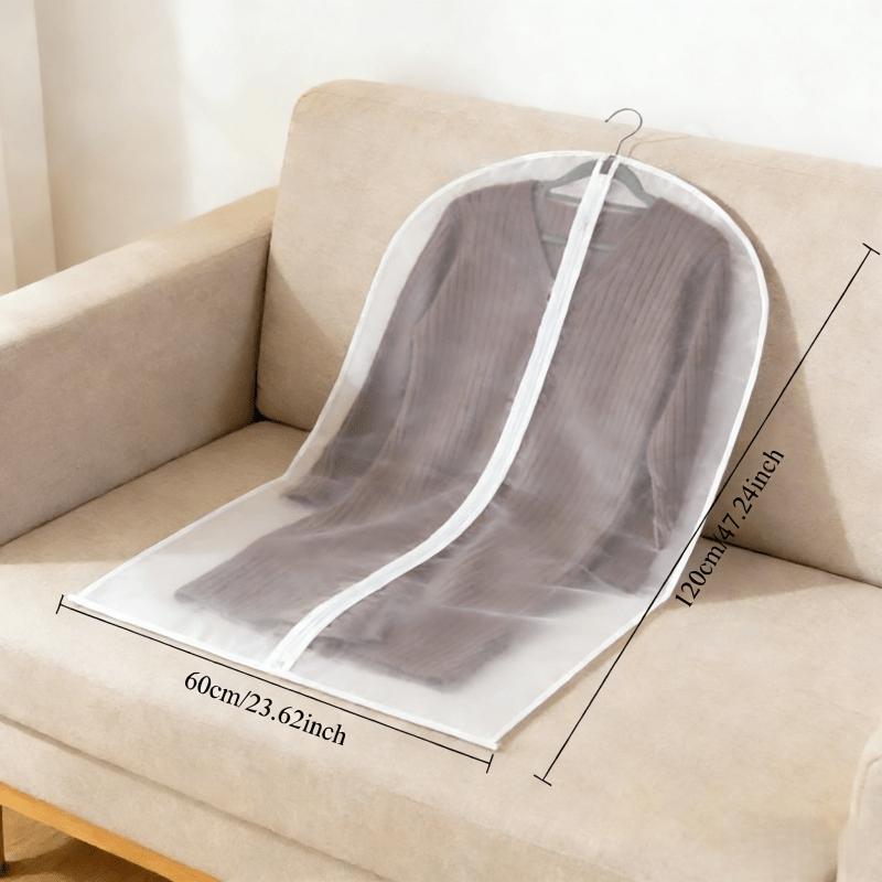Pack of 10 or pack of 1 thickened transparent garment bags with full zipper closure - suitable for suits, wedding dresses, travel and wardrobe organization. Dust and wrinkle resistant; easy to identify