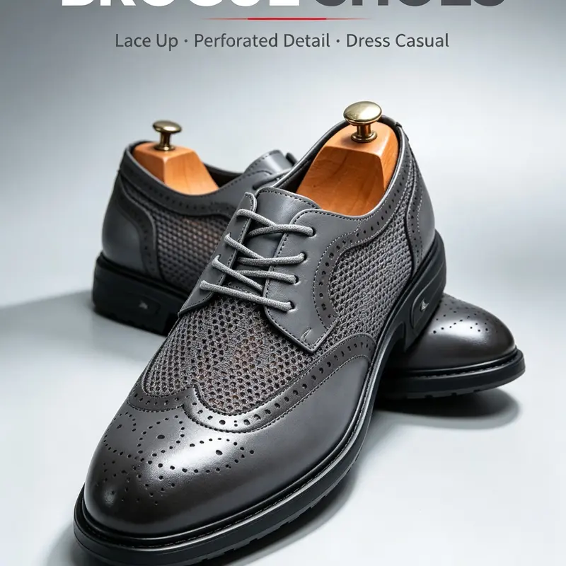 Men's Breathable Lace-Up Casual Shoes, Textile Upper, Rubber Sole, Plain Pattern, All-Season, Business Formal, Summer Commute, Wedding, Casual Business Footwear