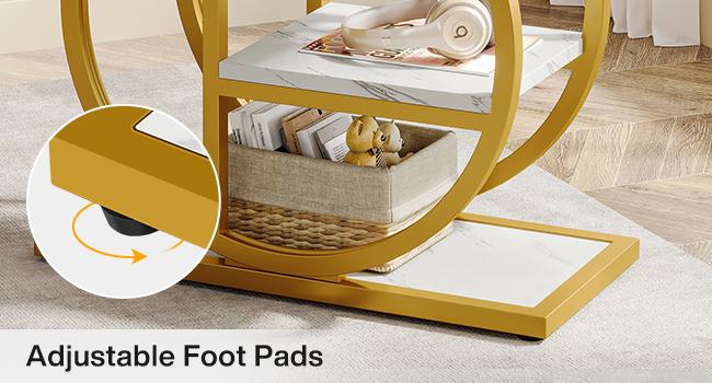 LITTLE TREE End Table for Living Room, Modern Faux Marble Narrow Side Table with Storage Shelves, 4-Tier Bedside Table for Bedroom, Small Sofa Side Table with Geometric Metal Frame circle base LITTLE TREE End Table for Living Room, Modern Faux Marble Narrow Side Table with Storage Shelves, 4-Tier Bedside Table for Bedroom, Small Sofa Side Table with Geometric Metal Frame circle base