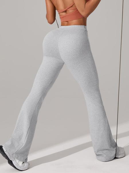 High Waist Faux Drawstring Bell Bottom Pants, High Elasticity Fabric, Slim Fit, Suitable for All Seasons, Outdoor Casual Running Yoga, Flared Yoga Bottoms