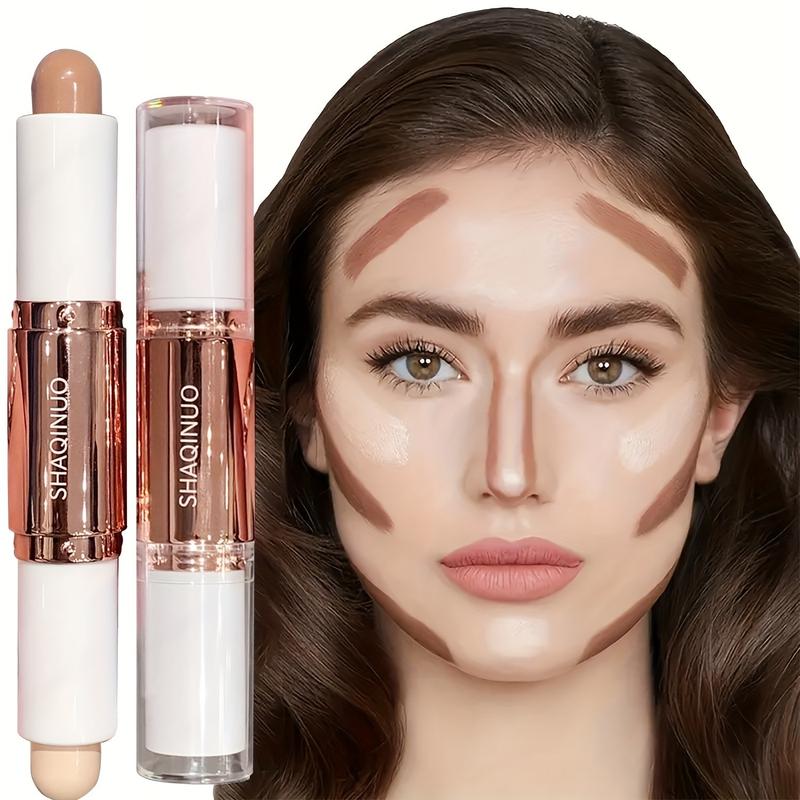 Double-Ended Highlighter Contour Stick, Long-Lasting Natural Finish, Waterproof Sweatproof, Buildable Coverage, Multi-Purpose Face Makeup