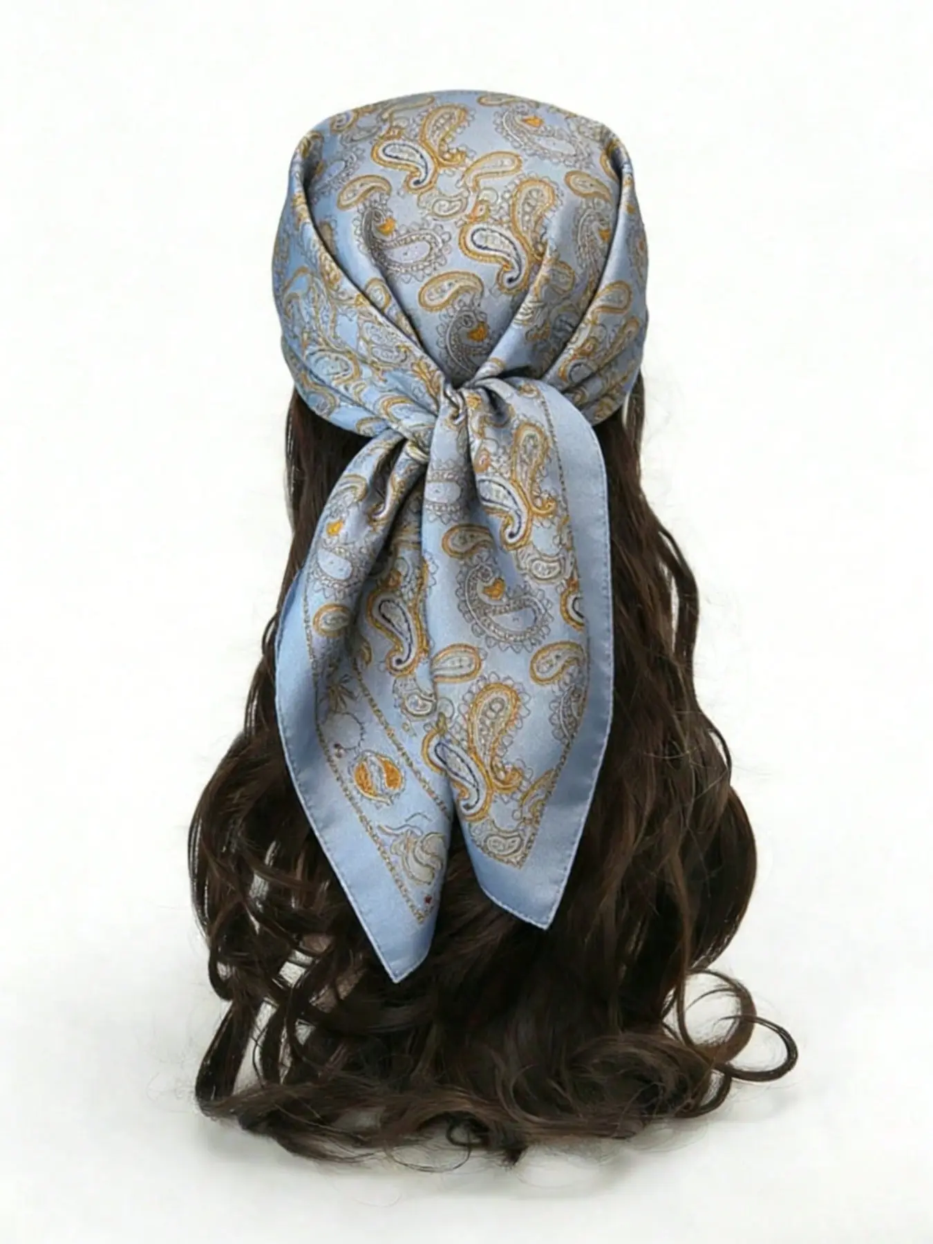 Vintage Peacock Flower Light Blue Headband, New Spring Summer Paisley Women's Versatile Belt, Bag Accessory, Scarf, Hair Tie, Fashion Essential